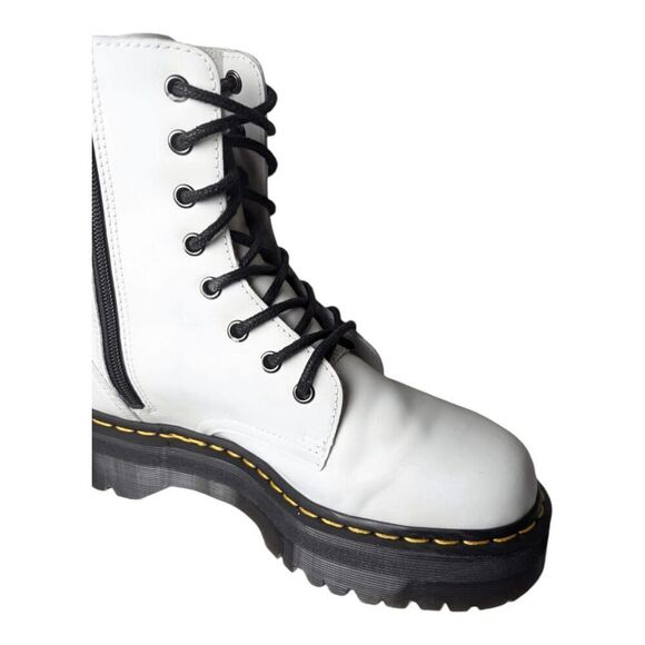 DR. MARTENS Jadon White Smooth Leather Combat Boot Size M9/W10 - Picture 13 of 13